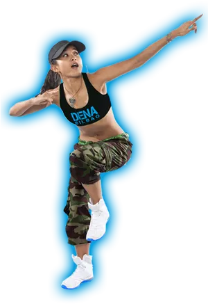 Aerobic Instructor Action Pose PNG Image