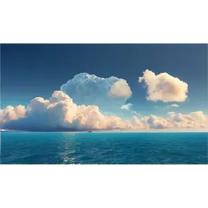 Aesthetic Cloud Over Ocean Scene Png Dgn PNG Image