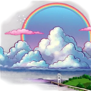 Aesthetic Cloud With Rainbow Bridge Png Ecg43 PNG Image