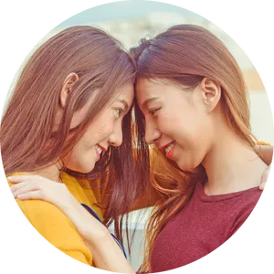 Affectionate Lesbian Couple Moment PNG Image