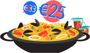 Affordable Paella Price Tag Illustration PNG Image