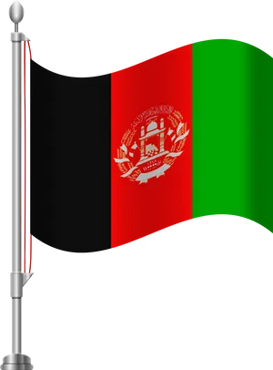 Afghanistan National Flagon Pole PNG Image