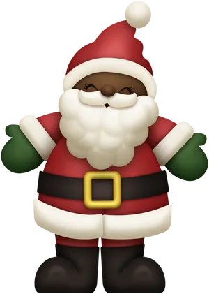 African American Santa Claus Cartoon PNG Image