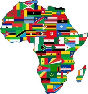 African Continent Flags Map PNG Image