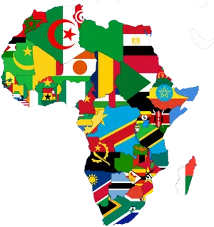 African Continent Flags Map PNG Image