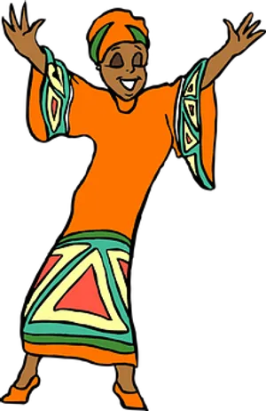 African Dance Celebration Cartoon PNG Image