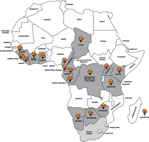 African Map Nuclear Symbols PNG Image