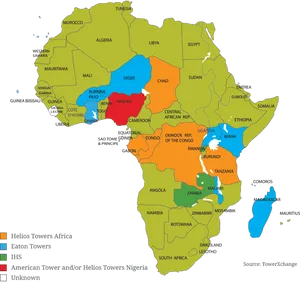 African Telecom Infrastructure Map PNG Image