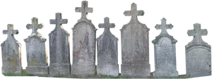 Aged Gravestones Row PNG Image