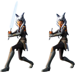 Ahsoka Tano Dual Stance Star Wars PNG Image