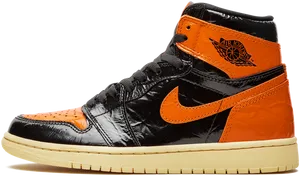 Air Jordan1 Black Orange Sneaker PNG Image