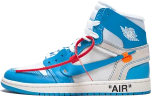 Air Jordan1 Retro High Blue White Sneaker PNG Image