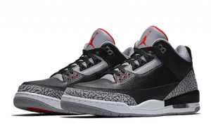 Air Jordan3 Retro Black Cement Sneakers PNG Image