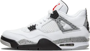 Air Jordan4 Retro White Black Red PNG Image