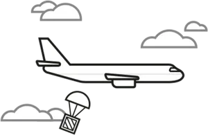 Airplane Cargo Drop Cloudy Sky PNG Image