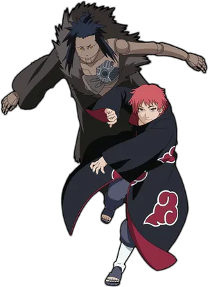 Akatsuki Duo Action Pose PNG Image