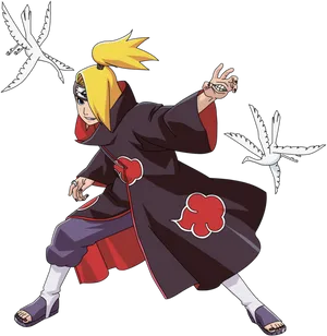 Akatsuki Member With Birds PNG Image