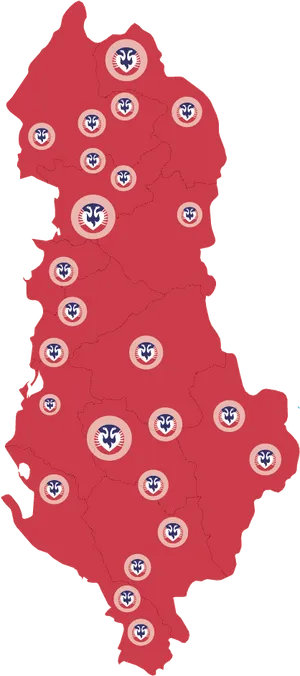 Albania Administrative Divisions Map PNG Image