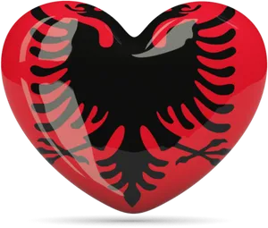 Albanian Flag Heart Shaped Graphic PNG Image