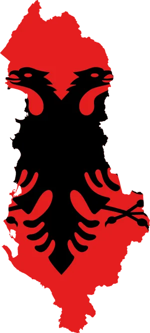 Albanian Flag Map PNG Image