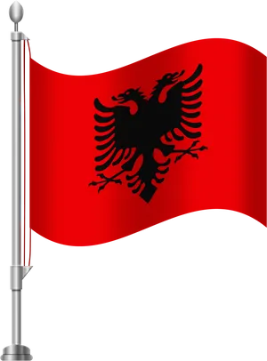 Albanian Flag Waving PNG Image