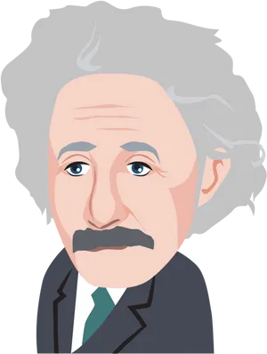 Albert Einstein Cartoon Portrait PNG Image