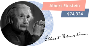 Albert Einstein Portrait Price Tag PNG Image