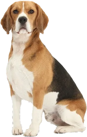 Alert Beagle Sitting Pose PNG Image