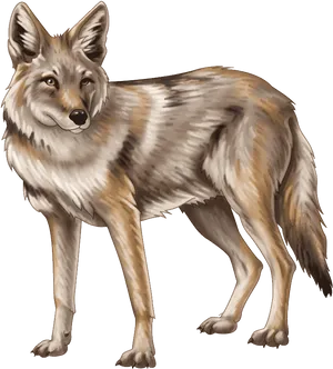 Alert Coyote Standing PNG Image