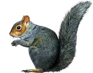 Alert Grey Squirrel PNG Image