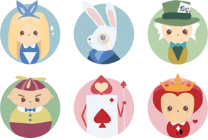 Alice In Wonderland Characters Cartoon PNG Image