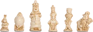 Alice In Wonderland Chess Pieces PNG Image