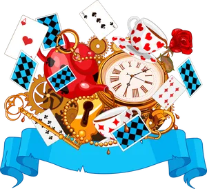 Alice In Wonderland Tea Party Elements PNG Image