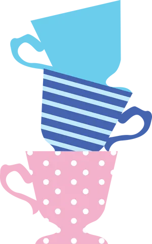 Alicein Wonderland Teacups Stacked PNG Image