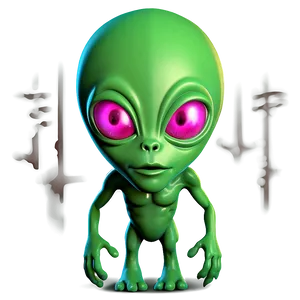 Alien Cartoon With Ufo Png Qgt74 PNG Image