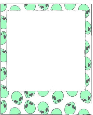 Alien Pattern Polaroid Frame PNG Image