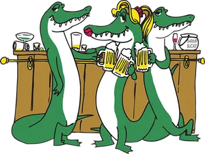 Alligator Bar Cartoon Fun PNG Image