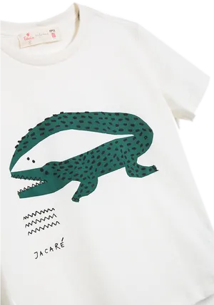 Alligator Print White T Shirt PNG Image