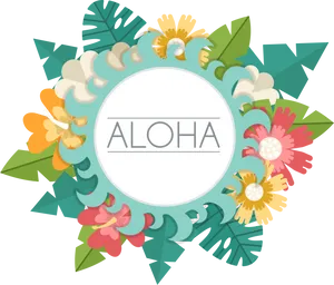 Aloha Floral Leaf Border Design PNG Image