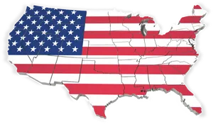 American Flag Map Outline PNG Image