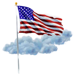 American Flag On Pole With Clouds Background Png 06132024 PNG Image