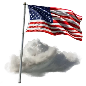 American Flag On Pole With Clouds Background Png 2 PNG Image