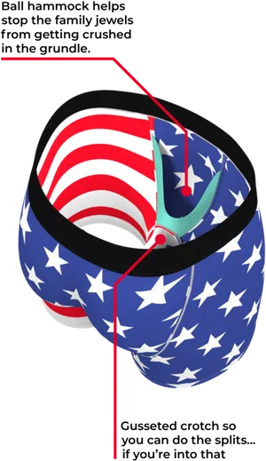 American Flag Underwear Features PNG Image