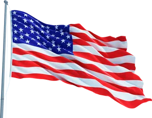 American Flag Waving Against Black Background PNG Image