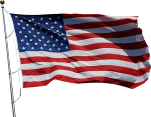 American Flag Waving Against Clear Sky PNG Image