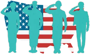 American Salute Silhouettes U S A Flag Background PNG Image