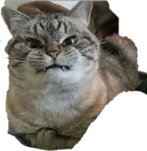 Amused Tabby Cat Funny Expression PNG Image