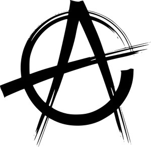 Anarchy Symbol Blackon Teal Background PNG Image