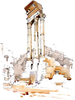 Ancient_ Roman_ Columns_ Sketch.png PNG Image