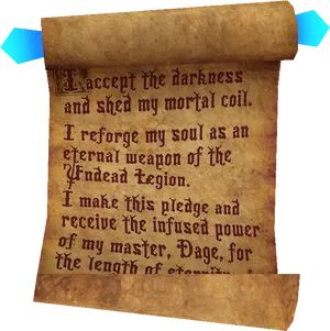 Ancient Scroll Pledge Darkness Power PNG Image